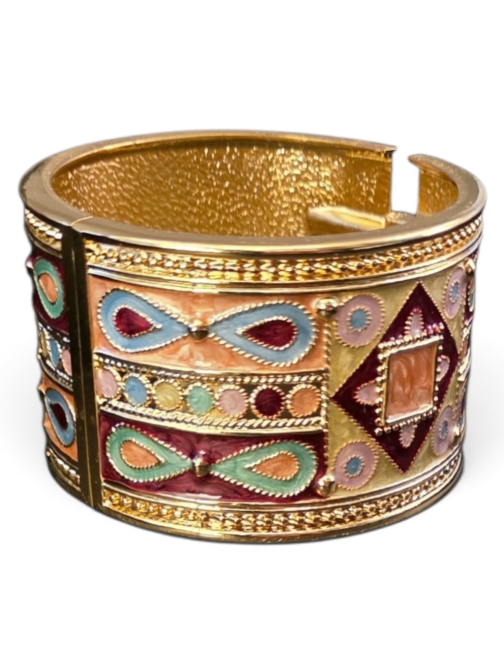 Gold-Tone Multicolor Enamel Wide Cuff Bracelet